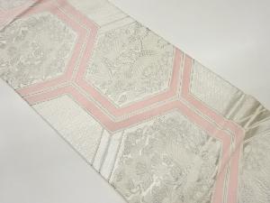 亀甲に孔雀・花・菱模様織出し袋帯